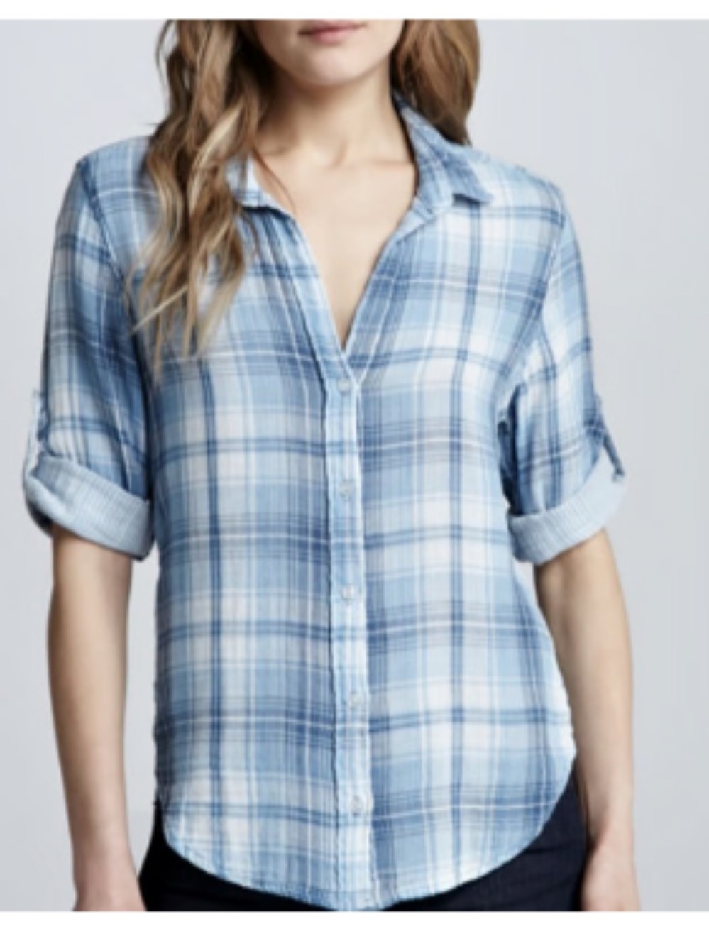 Bella Dahl Cotton Gauze Elevated Plaid Relaxed Button-Down